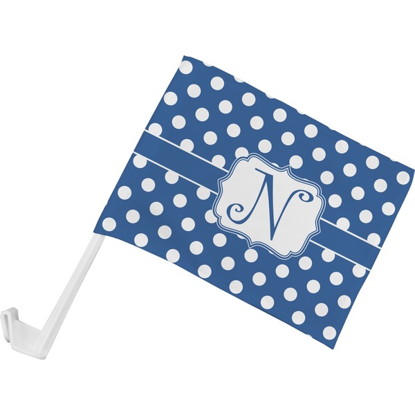 Custom Polka Dots Car Flag - Small w/ Initial