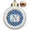 Polka Dots Ceramic Christmas Ornament - Poinsettias (Front View)