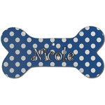 Polka Dots Ceramic Dog Ornament - Front w/ Initial