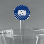 Polka Dots 7" Round Plastic Stir Sticks - Clear (Personalized)