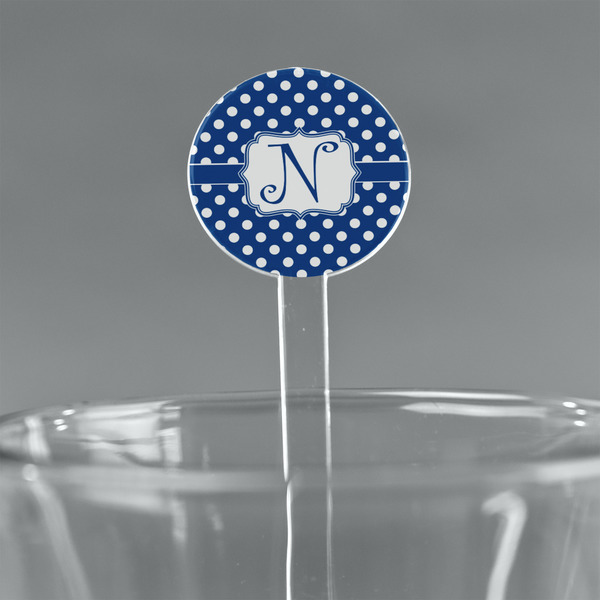 Custom Polka Dots 7" Round Plastic Stir Sticks - Clear (Personalized)