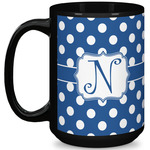 Polka Dots 15 Oz Coffee Mug - Black (Personalized)