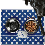 Polka Dots Dog Food Mat - Large w/ Initial