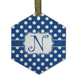 Polka Dots Flat Glass Ornament - Hexagon w/ Initial