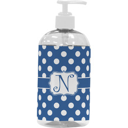 Polka Dots Plastic Soap / Lotion Dispenser (16 oz - Large - White) (Personalized)