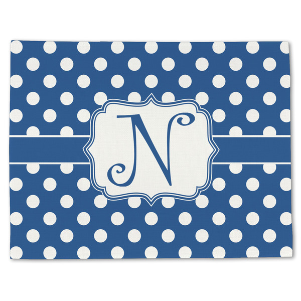 Custom Polka Dots Single-Sided Linen Placemat - Single w/ Initial