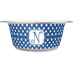 Polka Dots Stainless Steel Dog Bowl - Large (Personalized)