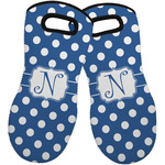 Polka Dots Neoprene Oven Mitts - Set of 2 w/ Initial