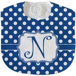 Polka Dots Velour Baby Bib w/ Initial