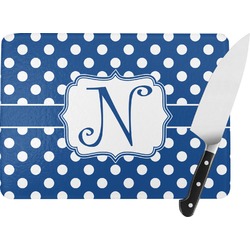 Polka Dots Rectangular Glass Cutting Board - Medium - 11"x8" (Personalized)