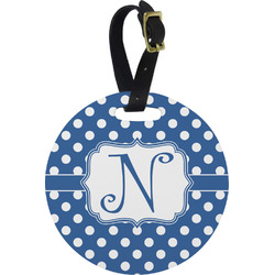 Polka Dots Plastic Luggage Tag - Round (Personalized)