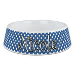 Polka Dots Plastic Dog Bowl - Large (Personalized)