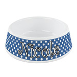 Polka Dots Plastic Dog Bowl - Small (Personalized)