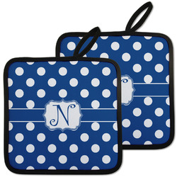 Polka Dots Pot Holders - Set of 2 w/ Initial