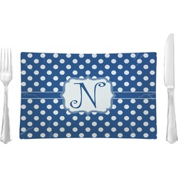 Polka Dots Glass Rectangular Lunch / Dinner Plate (Personalized)