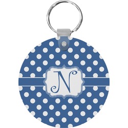 Polka Dots Round Plastic Keychain (Personalized)