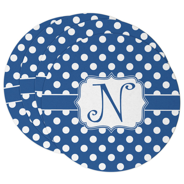 Custom Polka Dots Round Paper Coasters w/ Initial