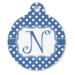 Polka Dots Round Pet ID Tag - Large (Personalized)