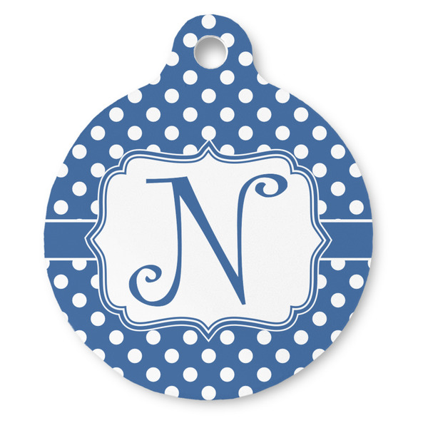 Custom Polka Dots Round Pet ID Tag (Personalized)