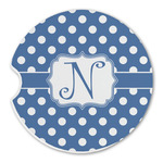 Polka Dots Sandstone Car Coaster - Single (Personalized)