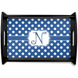 Polka Dots Black Wooden Tray - Small (Personalized)