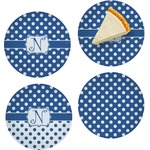 Polka Dots Set of 4 Glass Appetizer / Dessert Plate 8" (Personalized)