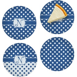 Polka Dots Set of 4 Glass Appetizer / Dessert Plate 8" (Personalized)