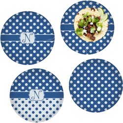 Polka Dots Set of 4 Glass Lunch / Dinner Plate 10" (Personalized)