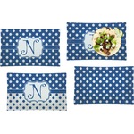 Polka Dots Set of 4 Glass Rectangular Lunch / Dinner Plate (Personalized)