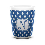 Polka Dots Ceramic Shot Glass - 1.5 oz - White - Single (Personalized)