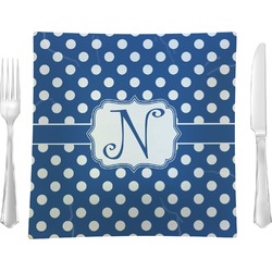 Polka Dots Glass Square Lunch / Dinner Plate 9.5" (Personalized)