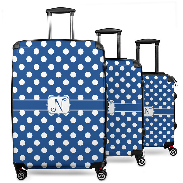 Custom Polka Dots 3 Piece Luggage Set - 20" Carry On, 24" Medium Checked, 28" Large Checked (Personalized)