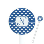 Polka Dots 5.5" Round Plastic Stir Sticks - White - Double Sided (Personalized)