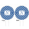 Polka Dots White Plastic 6" Food Pick - Round - Double Sided - Front & Back