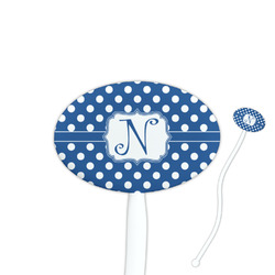 Polka Dots 7" Oval Plastic Stir Sticks - White - Double Sided (Personalized)