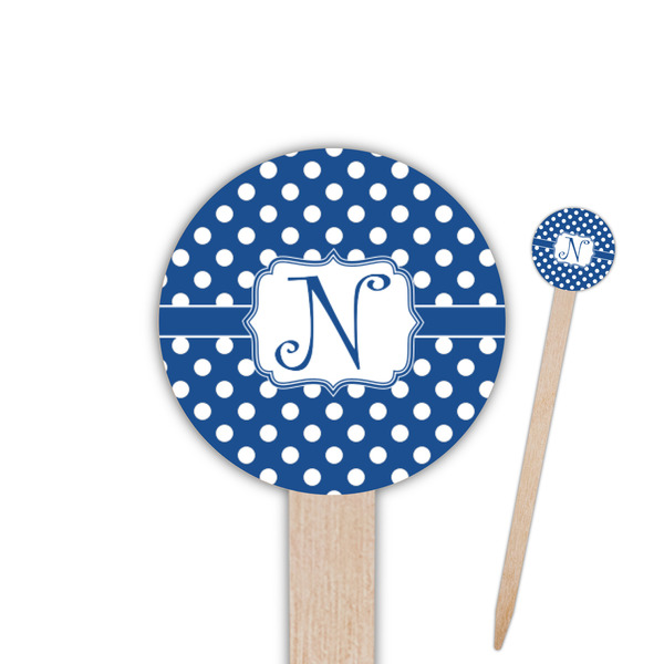 Custom Polka Dots 6" Round Wooden Food Picks - Double Sided (Personalized)