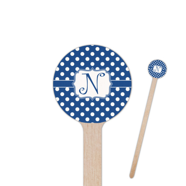 Custom Polka Dots 7.5" Round Wooden Stir Sticks - Single Sided (Personalized)