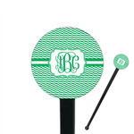 Zig Zag 7" Round Plastic Stir Sticks - Black - Single Sided (Personalized)