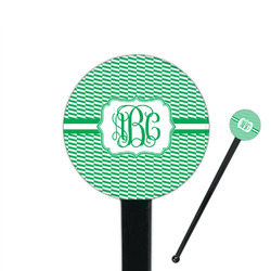 Zig Zag 7" Round Plastic Stir Sticks - Black - Single Sided (Personalized)