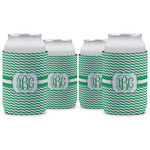 Zig Zag Can Cooler (12 oz) - Set of 4 w/ Monogram