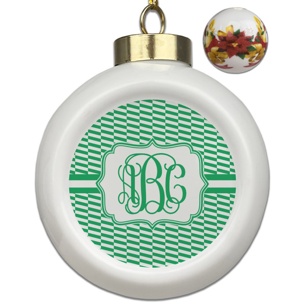 Custom Zig Zag Ceramic Ball Ornaments - Poinsettia Garland (Personalized)