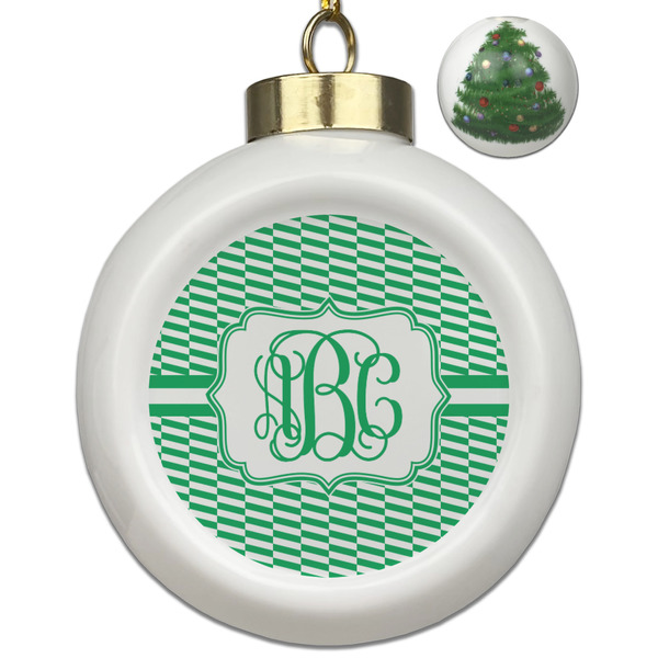 Custom Zig Zag Ceramic Ball Ornament - Christmas Tree (Personalized)