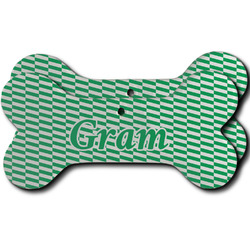 Zig Zag Ceramic Dog Ornament - Front & Back w/ Monogram