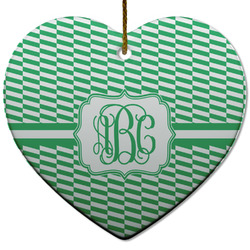 Zig Zag Heart Ceramic Ornament w/ Monogram