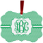 Zig Zag Metal Frame Ornament - Double Sided w/ Monogram