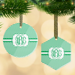 Zig Zag Flat Glass Ornament w/ Monogram