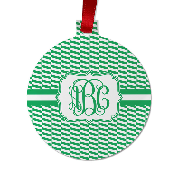 Custom Zig Zag Metal Ball Ornament - Double Sided w/ Monogram