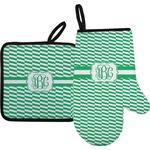 Zig Zag Oven Mitt & Pot Holder Set w/ Monogram