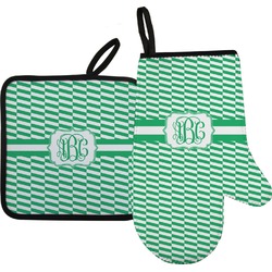 Zig Zag Oven Mitt & Pot Holder Set w/ Monogram