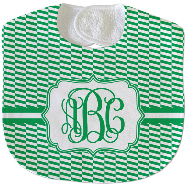 Custom Zig Zag Velour Baby Bib w/ Monogram